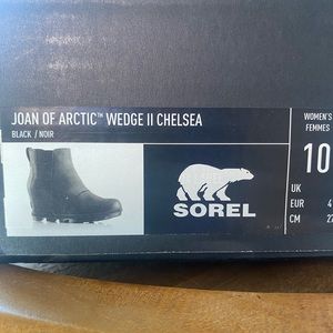 NEW Sorel- Joan of Artic Wedge II Chelsea black womens boots Size 10